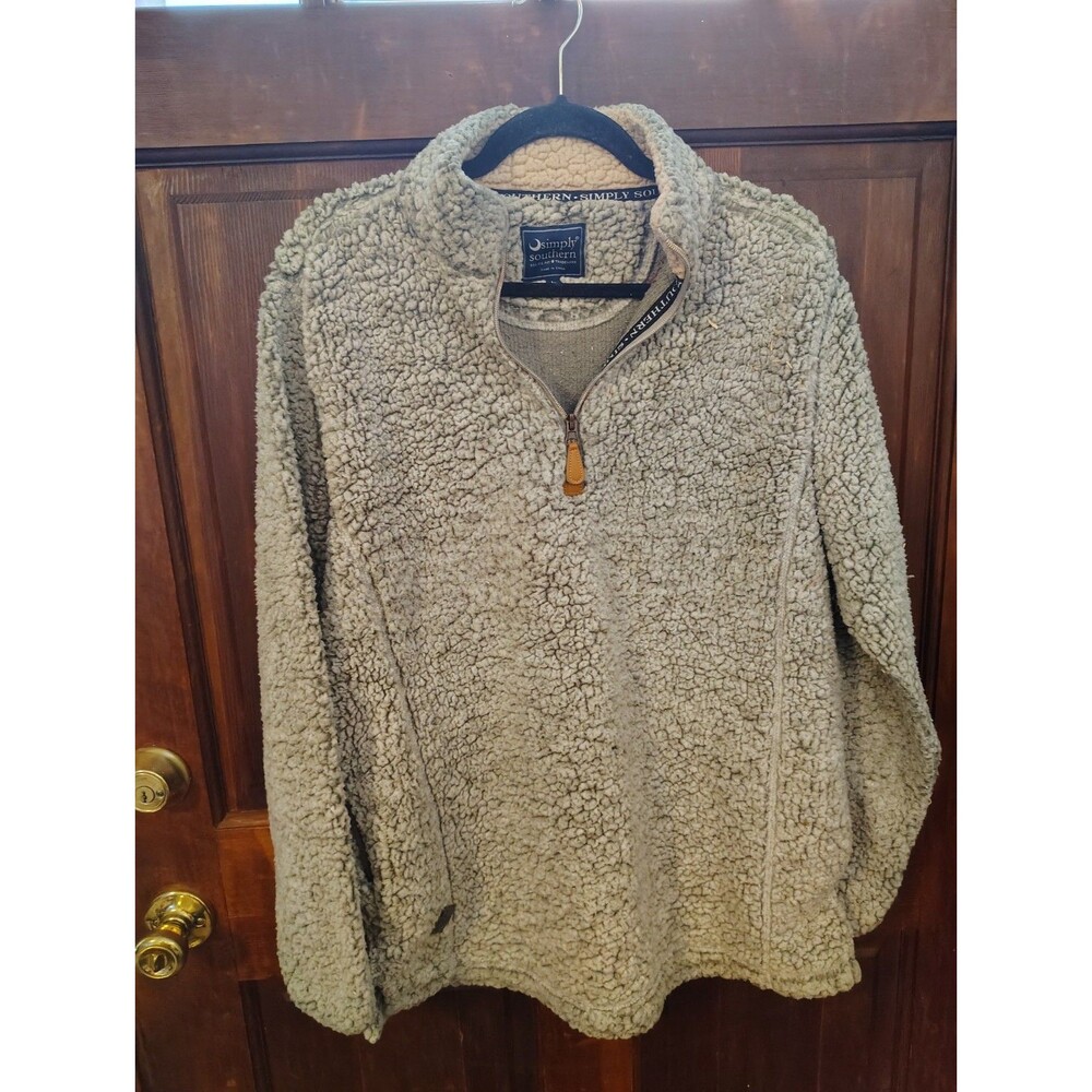 Simply Southern Classic Sherpa Pullover, Size Large, Grey Size Large
